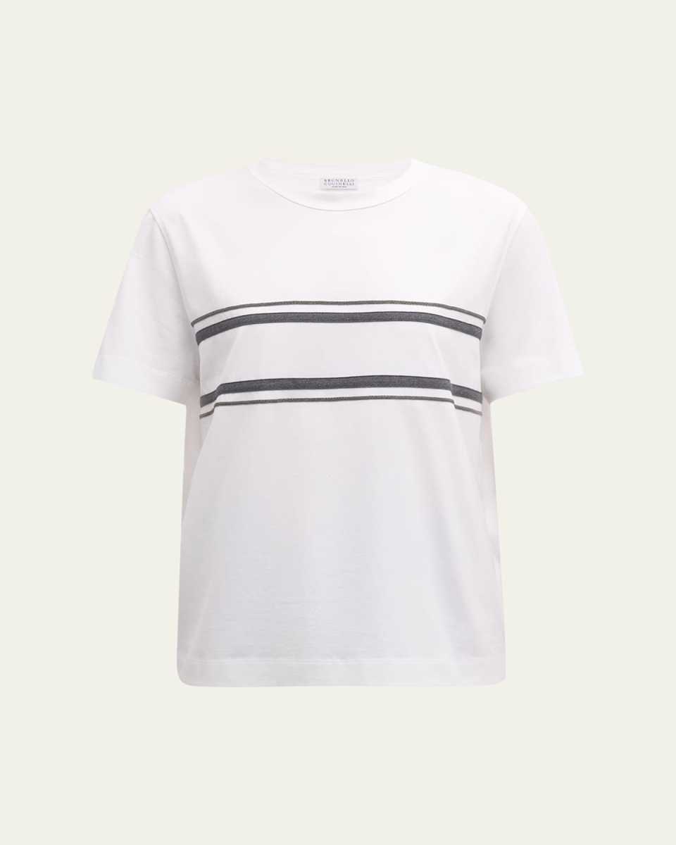 Contrast Stripe And Monili Jersey T-Shirt